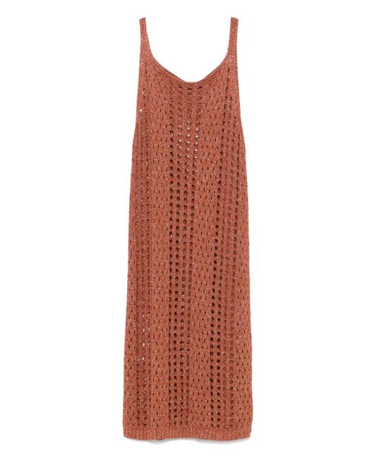 Liu Jo Orange Open-Knit Mini Dress