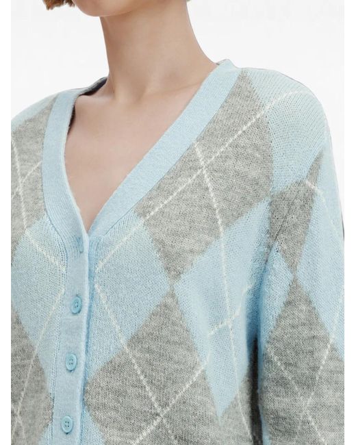 B+ AB Blue Argyle Knit Cardigan