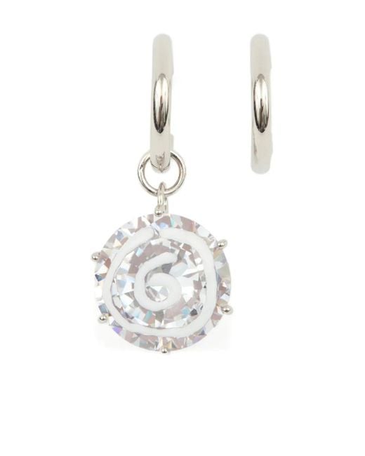 MM6 by Maison Margiela White Pendant-Embellished Hoop Earrings