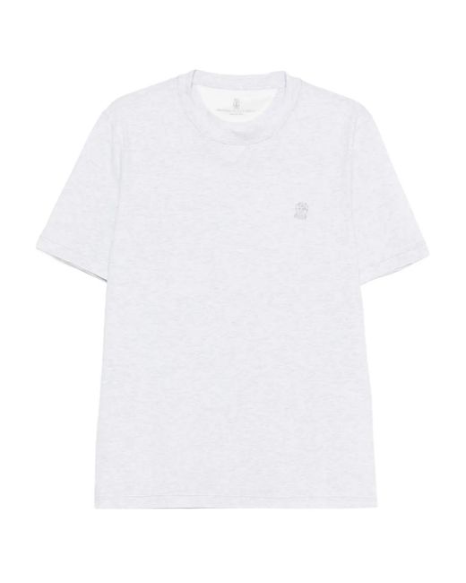メンズ Brunello Cucinelli ロゴ Tシャツ White