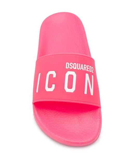 DSquared² Icon Logo Print Slides in Pink - Save 27% - Lyst