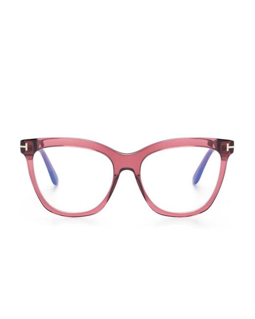 Tom Ford Pink Brille Mit Eckigem Gestell