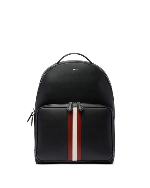 Bally Black Mythos Stripe-Detail Backpack for men