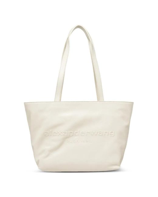 Alexander Wang White Medium Embossed-Logo Tote Bag