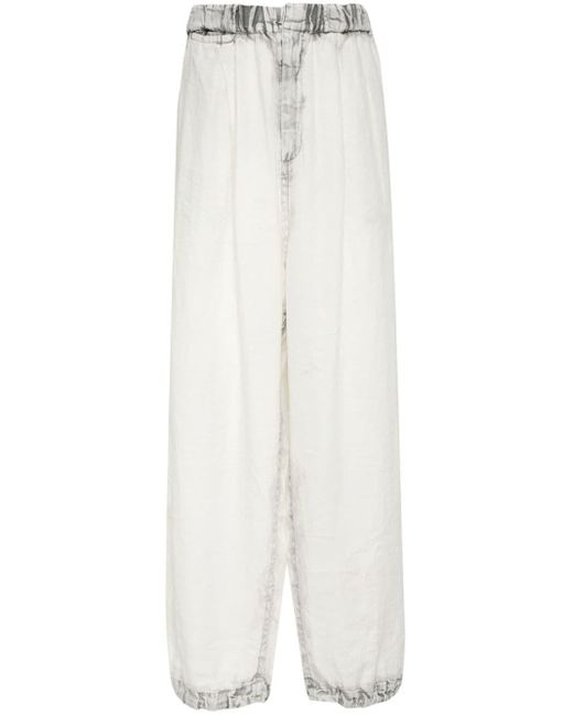 Maison Mihara Yasuhiro White Wide-leg Linen Trousers for men