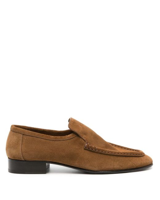 The Row Soft Suède Loafers in het Brown
