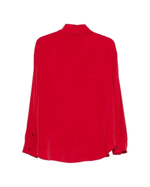 Alysi Red Button-Down Silk Shirt