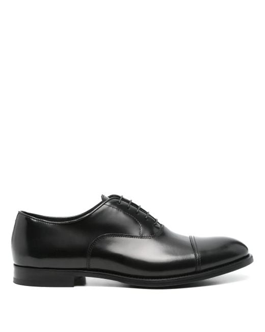 Doucal's Black Leather Oxford Shoes for men