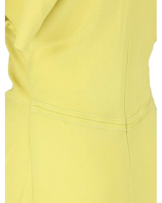 Victoria Beckham Yellow Bela Ruched-Detail Midi Dress
