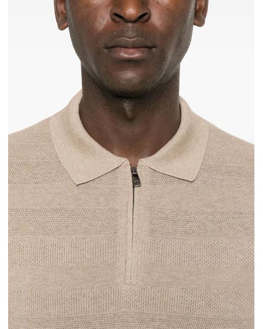 Corneliani Natural Ribbed-Knit Polo Shirt for men