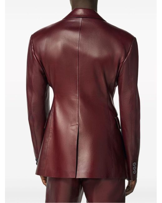 Versace Purple Single-breasted Leather Blazer for men