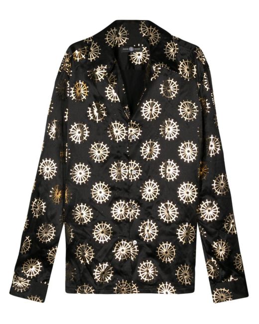 Edward Crutchley Zijden Overhemd Met Metallic Print in het Black voor heren