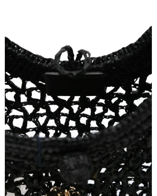 Jacquemus Black Circular-Handle Raffia Tote Bag