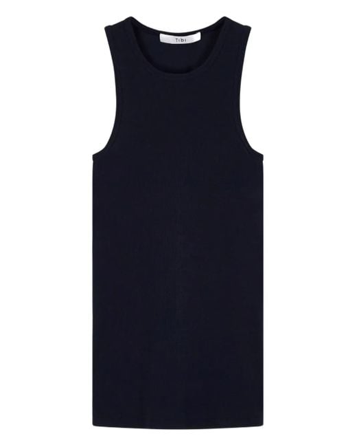 Tibi Blue Racer-Back Design Tank Top