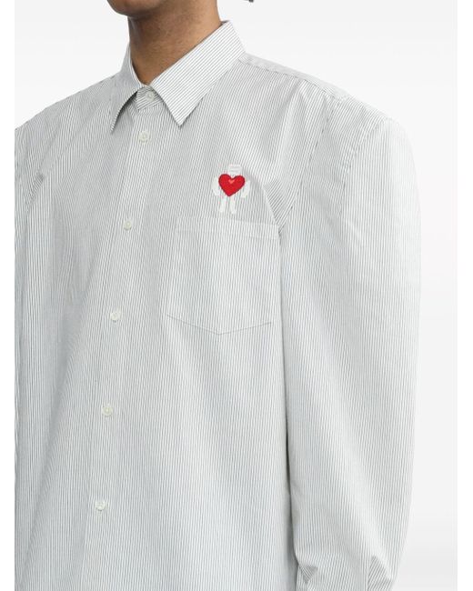 Doublet White Robot Shoulder Striped Cotton Shirt for men