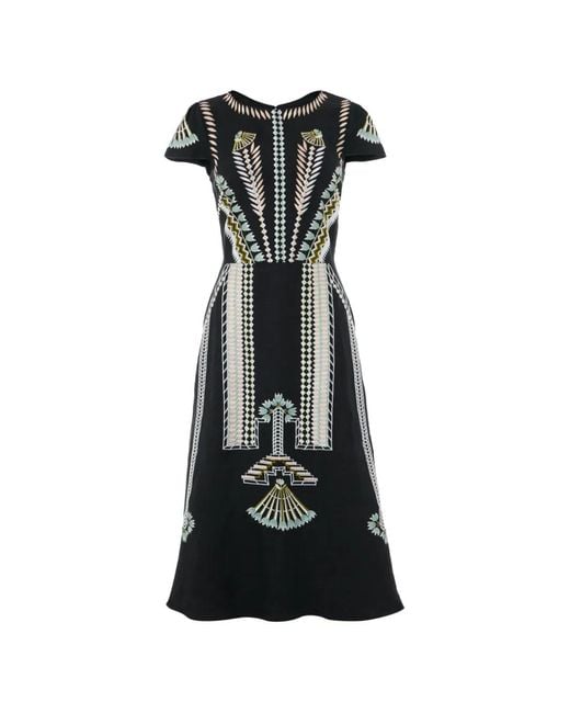 Temperley London Black Avalon Embroidered Linen Dress