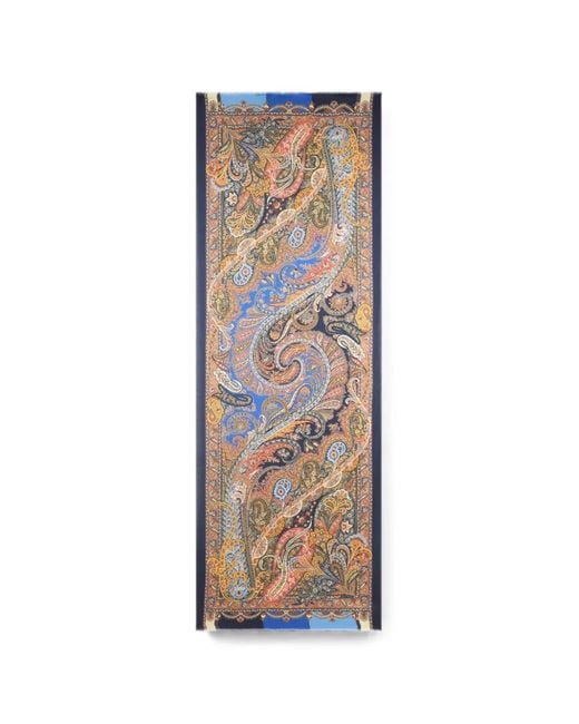 Etro Blue Paisley-Print Scarf for men