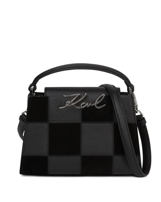 Karl Lagerfeld Black K/Signature Checkerboard Tote Bag