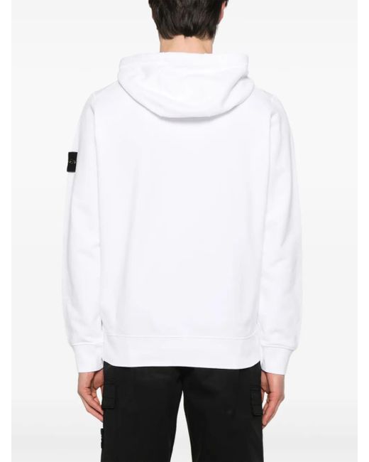 メンズ Stone Island コンパスバッジ パーカー White