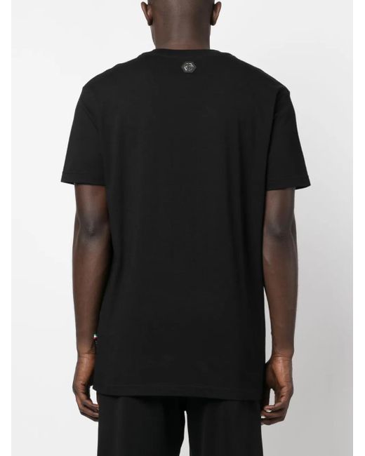 Philipp Plein Black Logo-Print Short-Sleeved T-Shirt for men