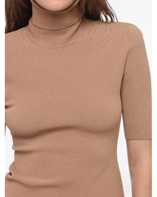 DSquared² Natural High-Neck Short-Sleeve Day Dress