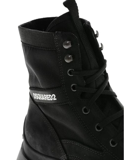 DSquared² Black Lace-Up Logo Boots for men