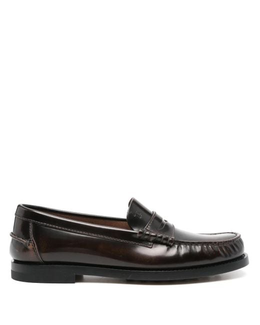 Tod's Black Brushed-Leather Loafers