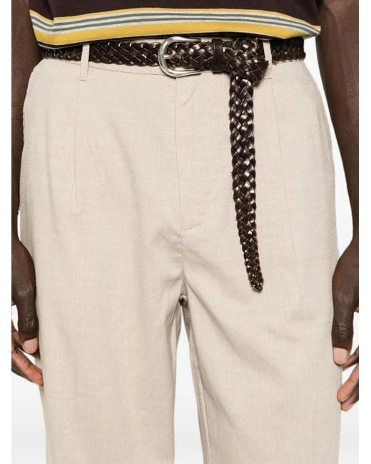 Les Deux White Pleated Straight-Leg Trousers for men