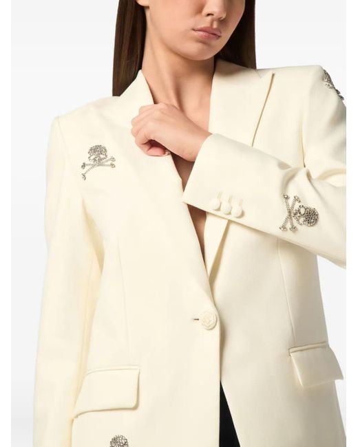 Philipp Plein Natural Skull Strass Blazer