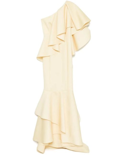 Saiid Kobeisy ラッフル ロングドレス White