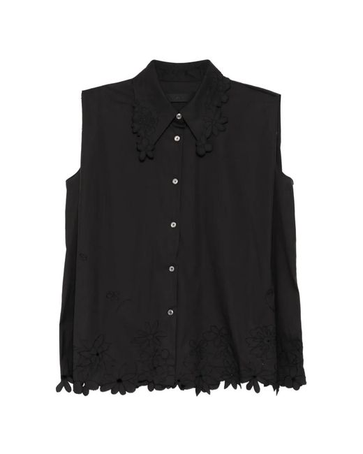 JNBY Black Embroidered Sleeveless Shirt