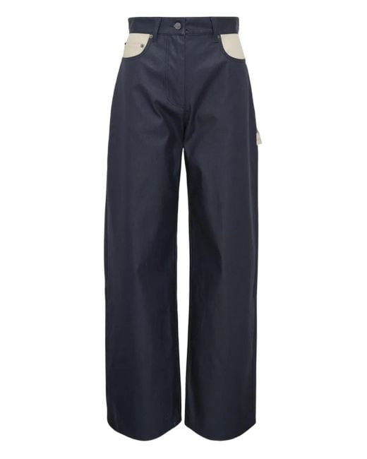 Lee Mathews Blue Henry Panelled Trousers
