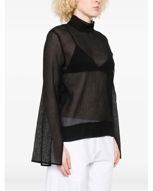 Totême  Black High-Neck Embellished Top