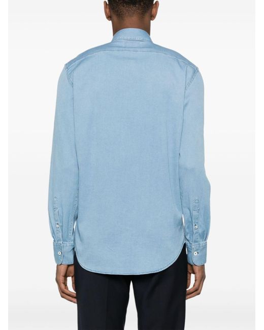 Chemise en sergé à design stretch Canali pour homme en coloris Blue