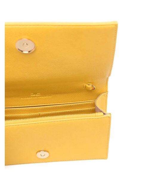 Elisabetta Franchi Yellow Logo Plaque Chain Satchel