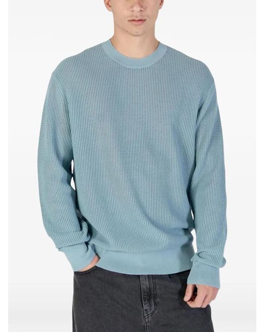 Calvin Klein Blue Waffle-Knit Sweater for men