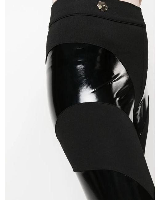 Philipp Plein Black Contrasting Panel Leggings