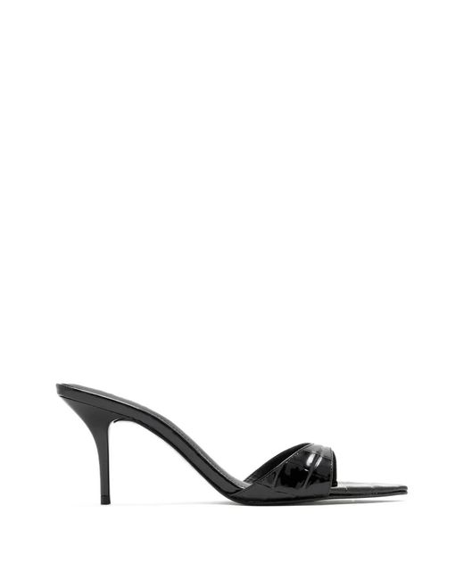 SCHUTZ SHOES Black Elodie Croc-Effect Heeled Sandals