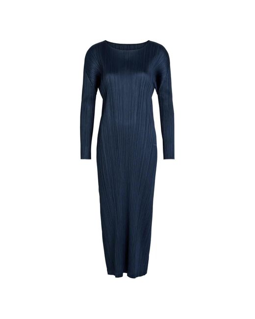 Pleats Please Issey Miyake Women's Blue Pleated Long-Sleeve Maxi Dress -  coffeafoods.com