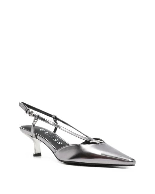Guess White Pointed-Toe Slingback Pumps