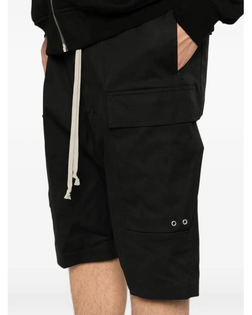 Rick Owens Black Short Cargo À Taille Élastiquée for men