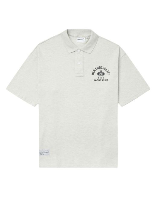 Chocoolate White Logo-print Cotton Polo Shirt for men
