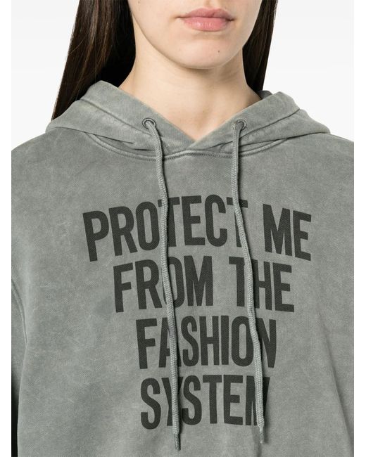 Moschino Gray Slogan-Print Organic-Cotton Hoodie