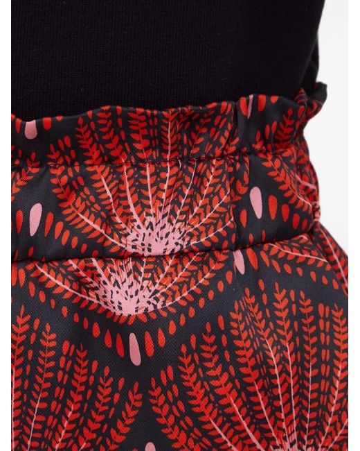 Sisley Red Ruffled Patterned Shorts