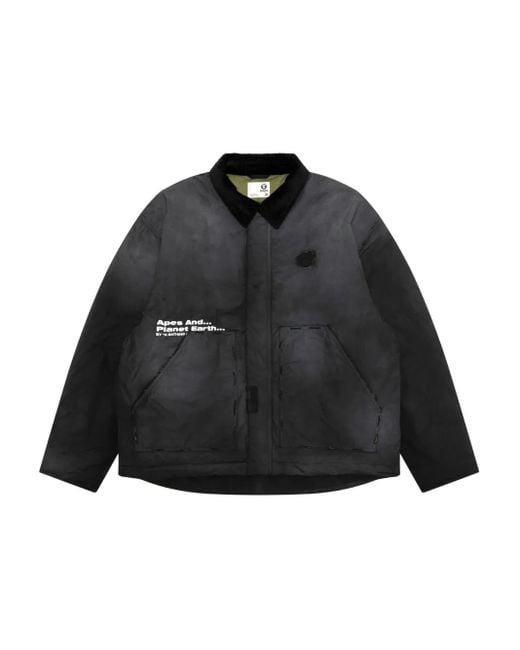 Aape By A Bathing Ape Black Corduroy-Collar Jacket for men