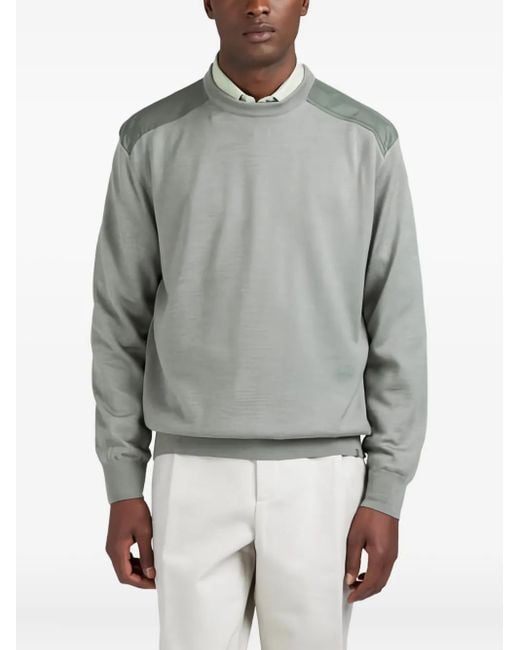 Paul & Shark Gray Shoulder-Patch Crew-Neck Sweater for men