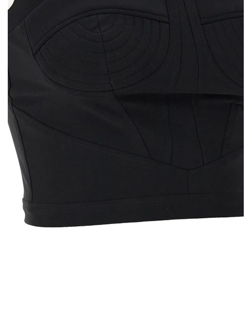Nensi Dojaka Black Shaped Bustier Top With Intricate Neck Lacing