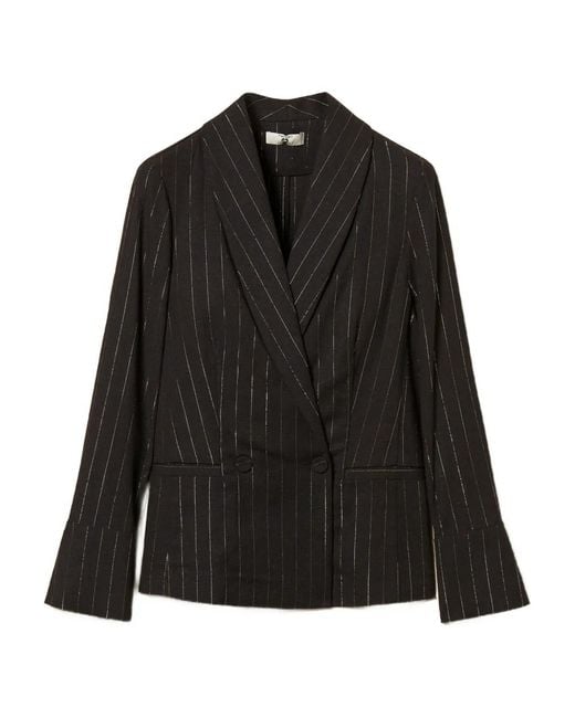Twinset Black Pinstriped Blazer