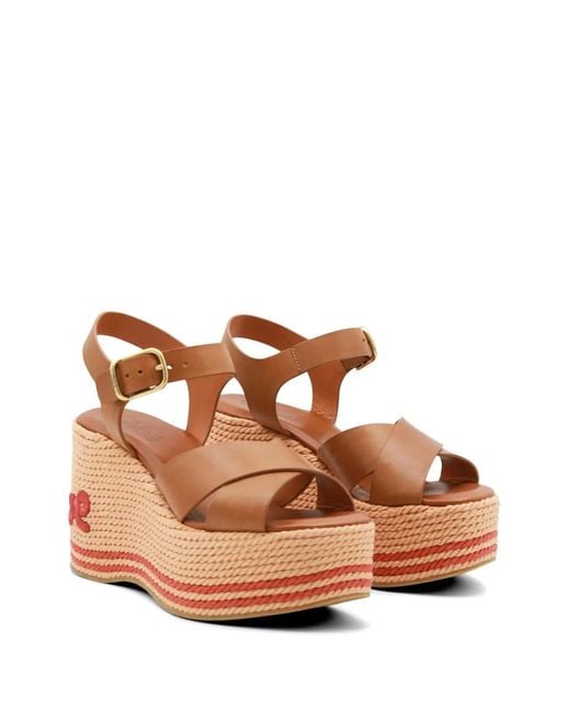 Chloé Brown Leather Platform Sandals