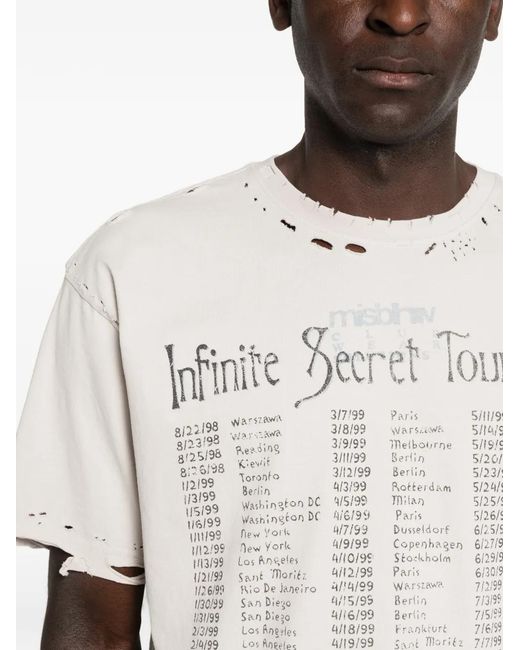 M I S B H V White Tour 99 Distressed Print-Detail T-Shirt